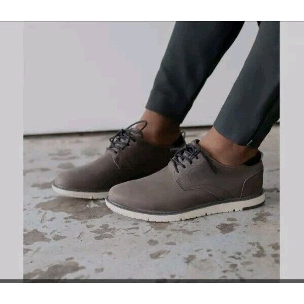 TOMS Men's Navi‎ Water Resistant Smoke Grey Leather Oxford Dress Shoe sz 7